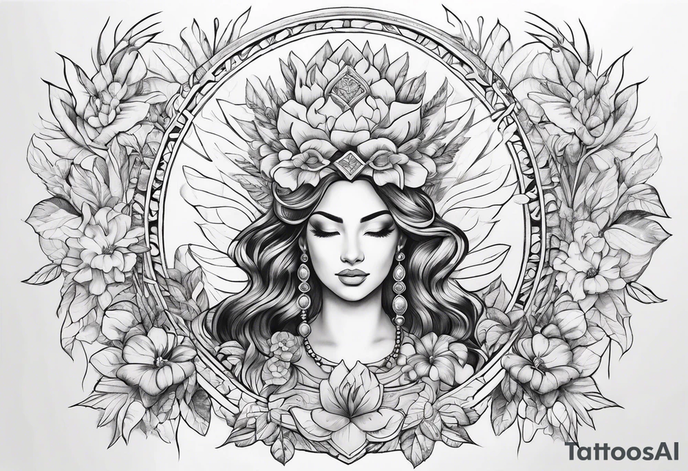 Personification of abundance of love, wealth, and fulfillment tattoo idea