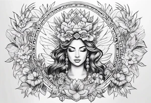 Personification of abundance of love, wealth, and fulfillment tattoo idea