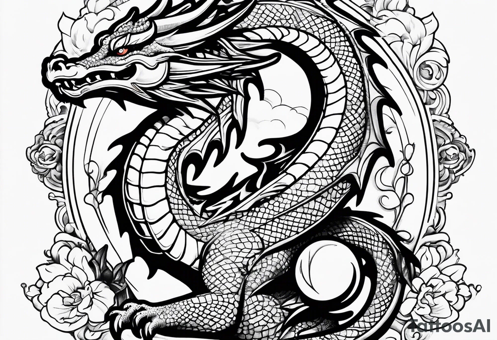 dragon holding orb tattoo idea