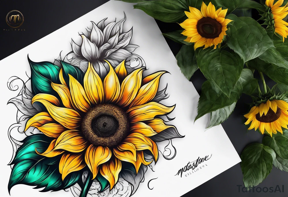 Glowing sunflower tattoo idea