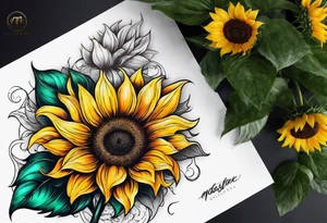Glowing sunflower tattoo idea