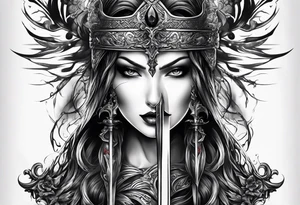 the goddess nemesis sword scary blood hell tattoo idea