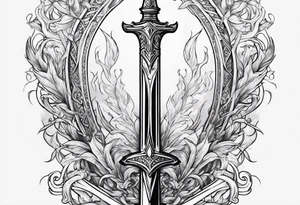 Excalibur sword with fire around it tattoo idea