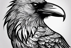 a raven on the back of a wolf tattoo idea