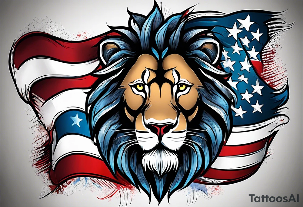 Lion American flag tattoo idea