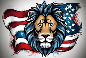 Lion American flag tattoo idea