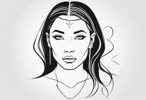 Human head with pointed ears long hair tattoo idea