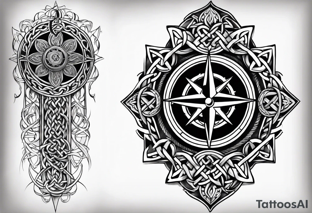 Celtic, forearm, half sleeve, anchor, compass tattoo idea