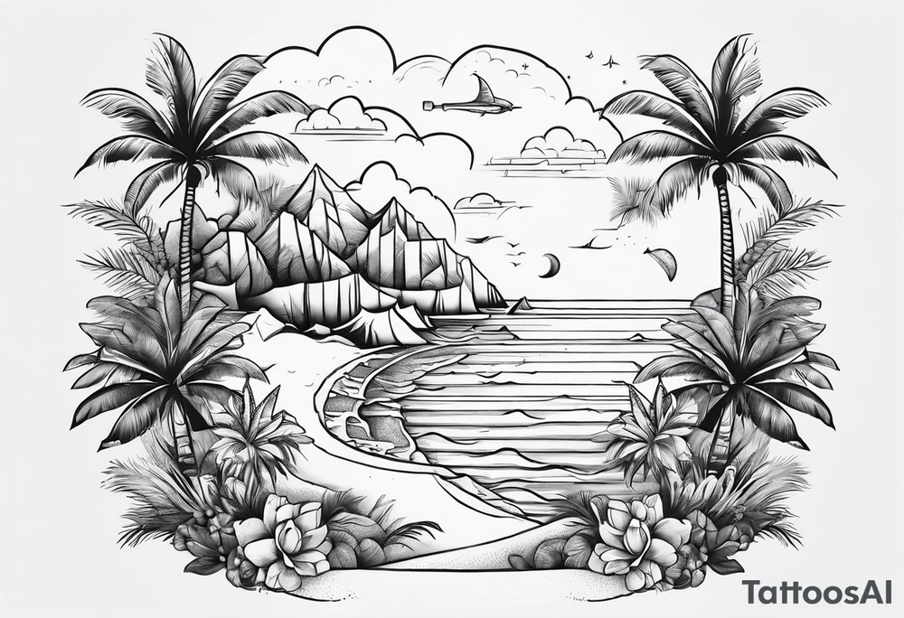 small Beachy travel tattoo idea