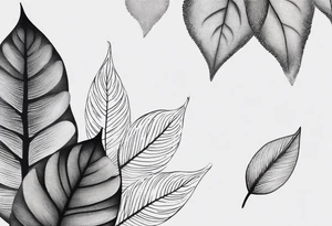 Create a delicate tattoo with beautiful flowing and delicate leaves in fineline minimalistic style tattoo idea