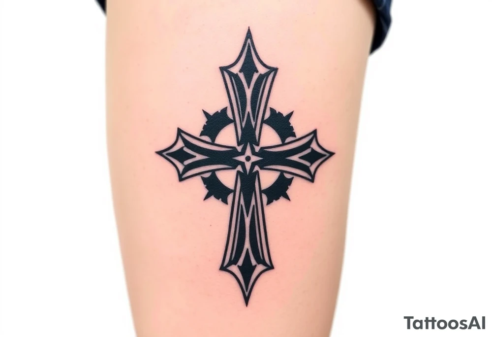A black upside down cross tattoo idea