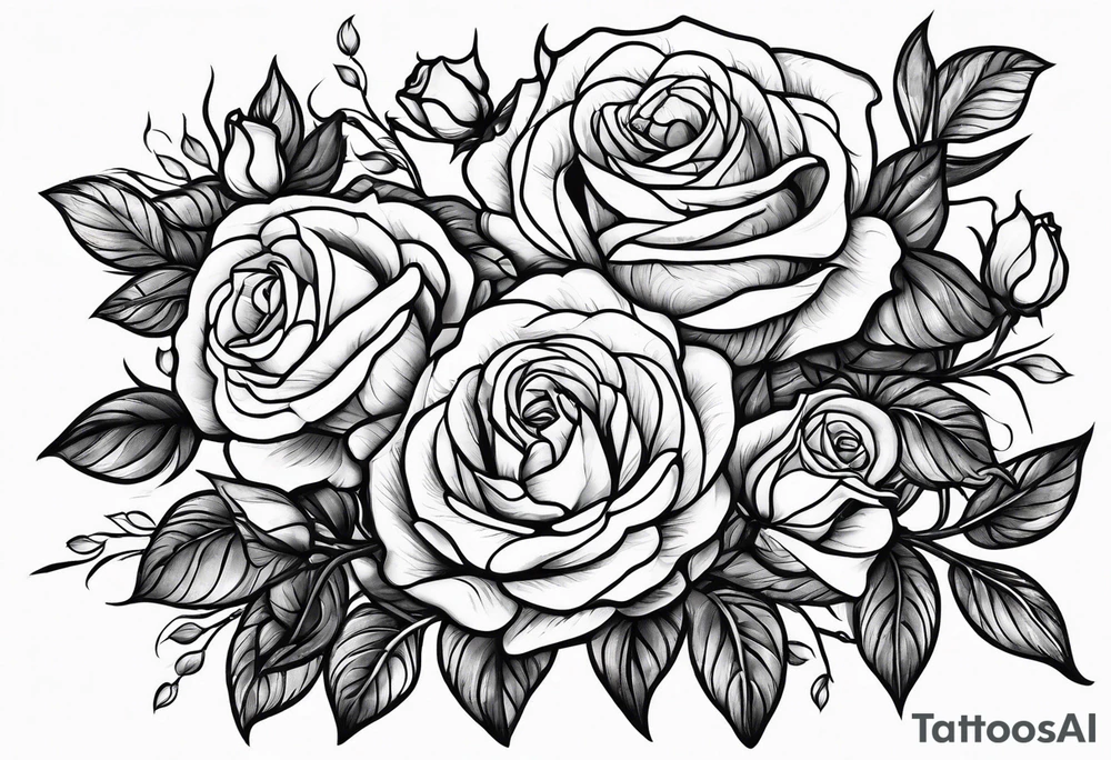 bouque of roses tattoo idea