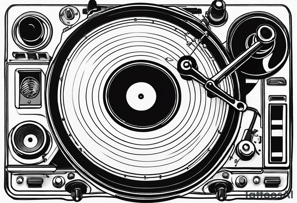 Recordplayer no details in 2D only 5 lines tattoo idea