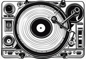Recordplayer no details in 2D only 5 lines tattoo idea