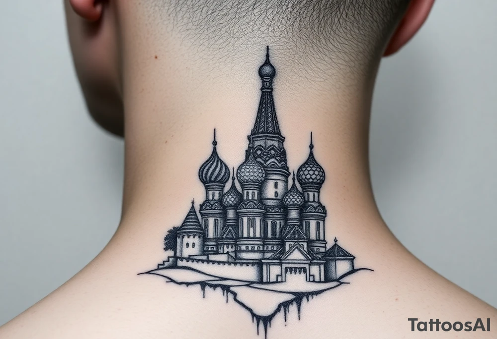 The Kremlin or St. Basil's Cathedral scene tattoo idea