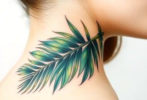 realistic large movement woven palm leaves tattoo idea