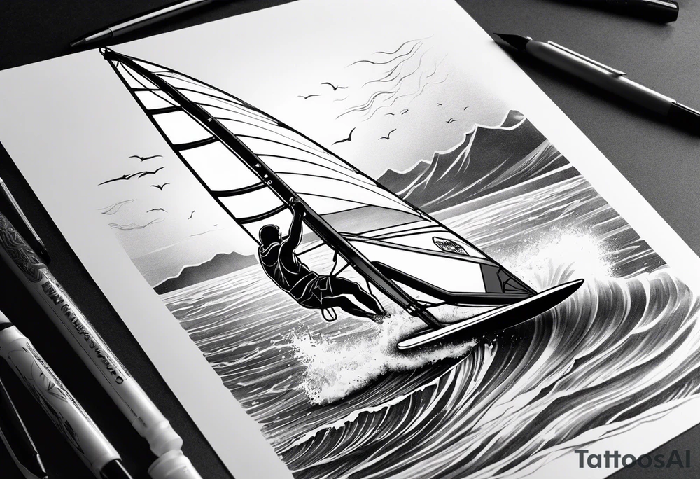 Windsurfer im Meer tattoo idea