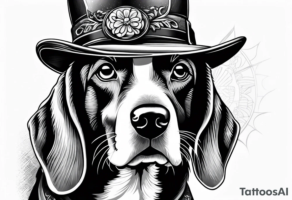 Lab beagle wearing a hat tattoo idea