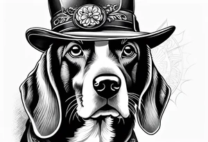 Lab beagle wearing a hat tattoo idea