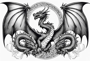 Four dragons with wings spread tattoo idea