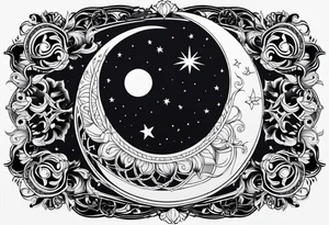 Ornemental moon tattoo idea