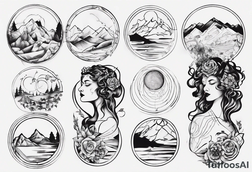 Persephone with mountains tattoo idea