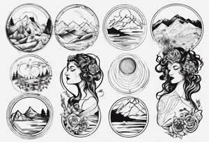 Persephone with mountains tattoo idea