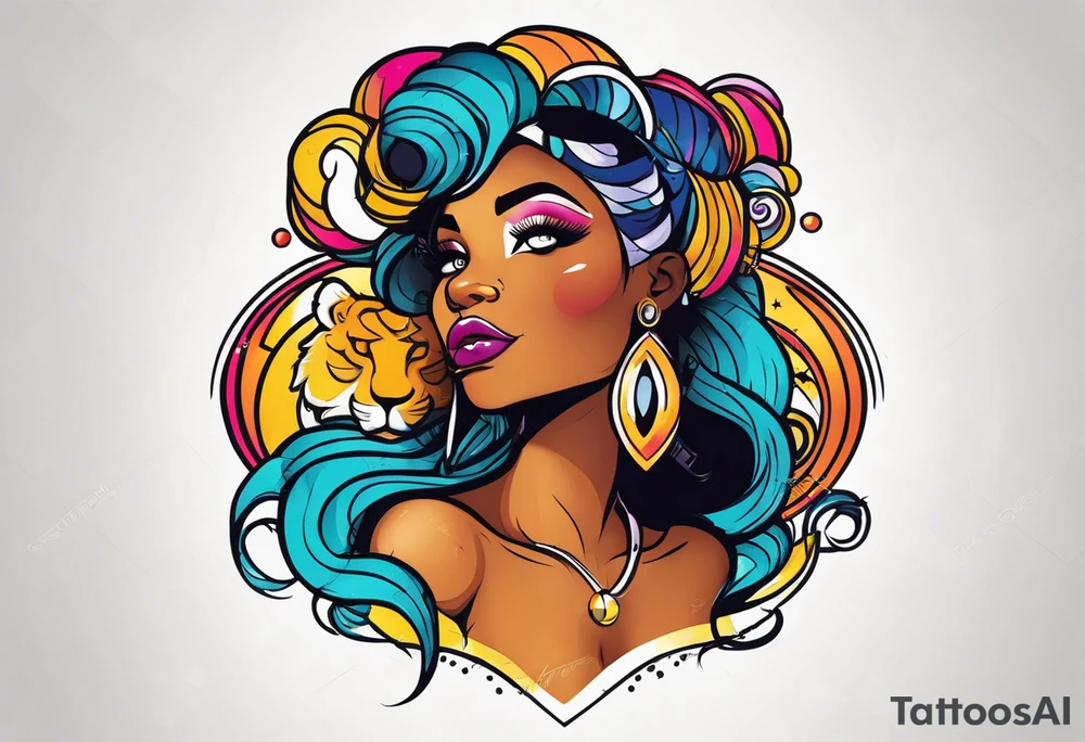 leo black woman tattoo idea