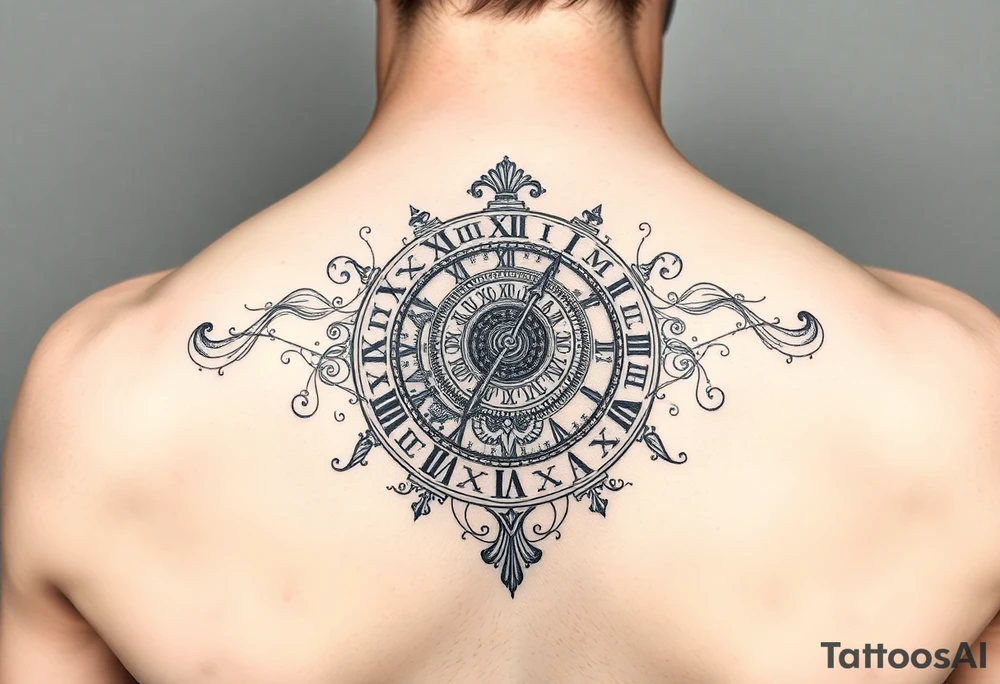 vintage roman numerals within ornate clockwork mechanism tattoo idea