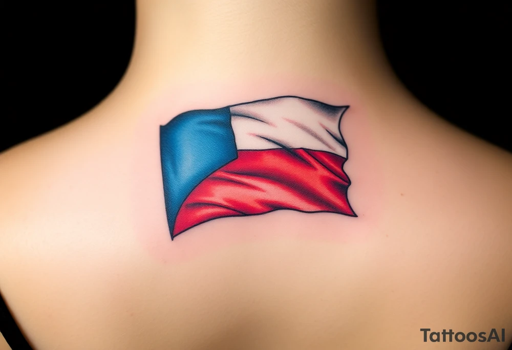 A waving Czech flag with realistic fabric texture tattoo idea