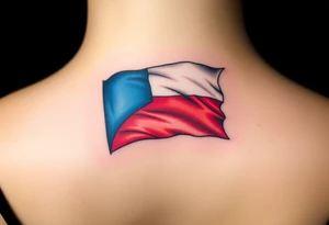 A waving Czech flag with realistic fabric texture tattoo idea