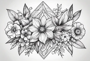 small diamond shape wildflowers tattoo idea