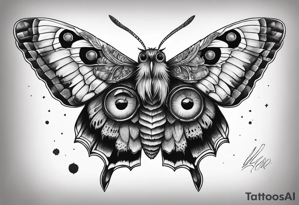 Dead head moth with owl eyes tattoo idea