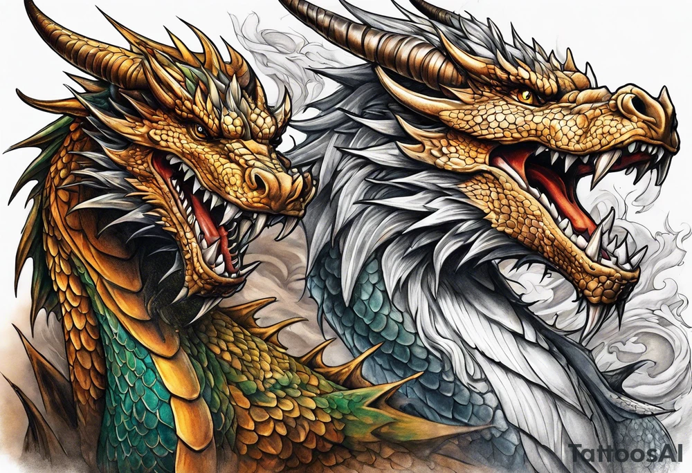 roaring dragons tattoo idea