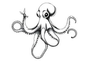 Octopus with trident and stethoscope tattoo idea