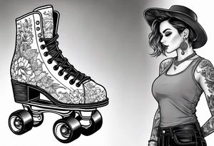 Girl roller skating tattoo idea