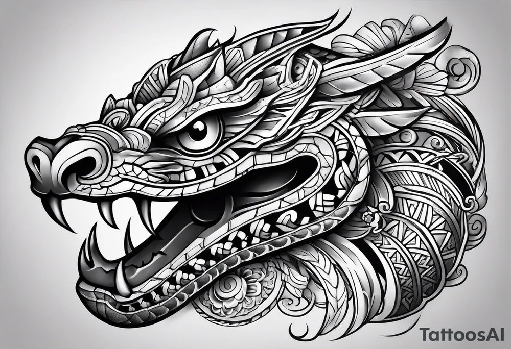 aztec snake sleeve tattoo idea