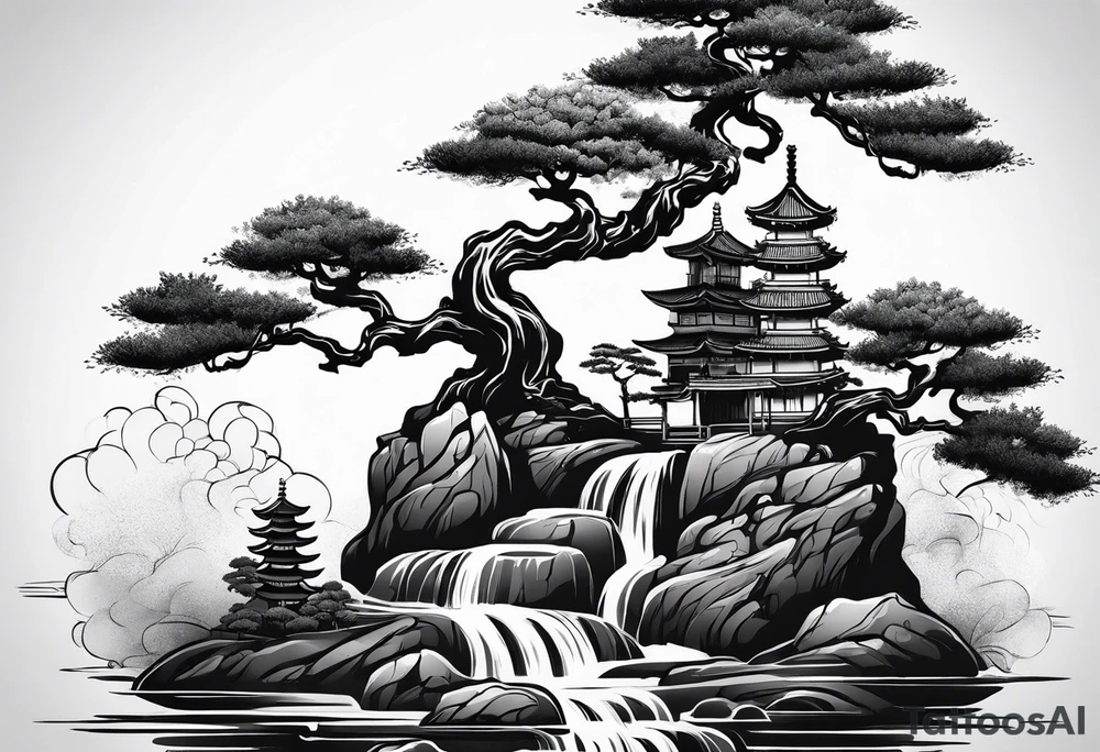 Japanese tattoo with bonsai tree tattoo idea