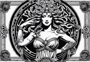 Medusa, her before and after attack from Zeus in the form of tarot cards tattoo idea