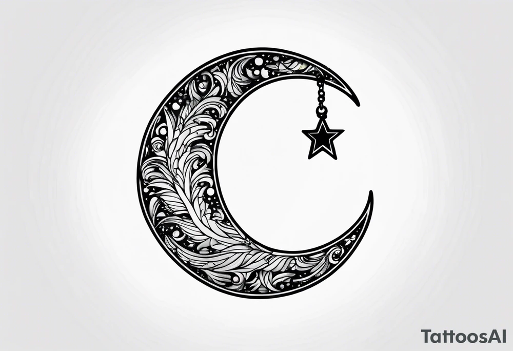 Small crescent moon with a rainbow tattoo idea