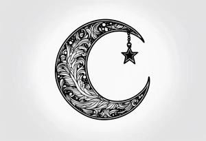 Small crescent moon with a rainbow tattoo idea