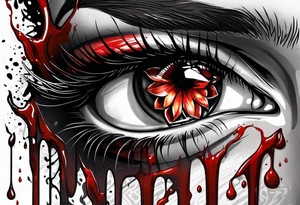 Bloody tears flow from eye tattoo design tattoo idea