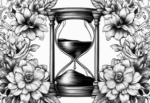 Flowers and hourglass tattoo idea
