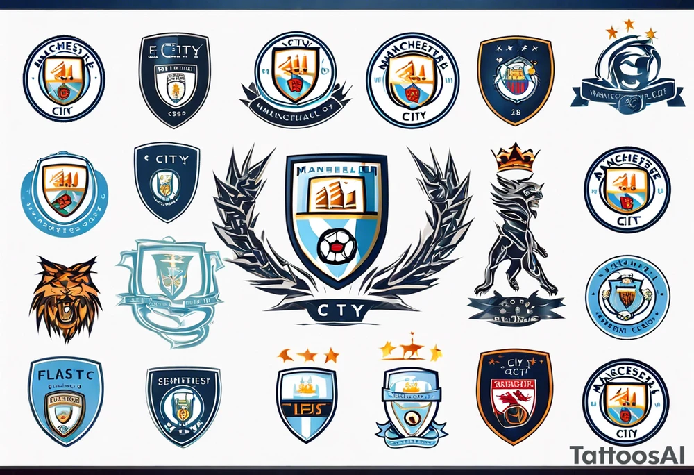 modified Manchester City football club logo or crest with creative background tattoo idea