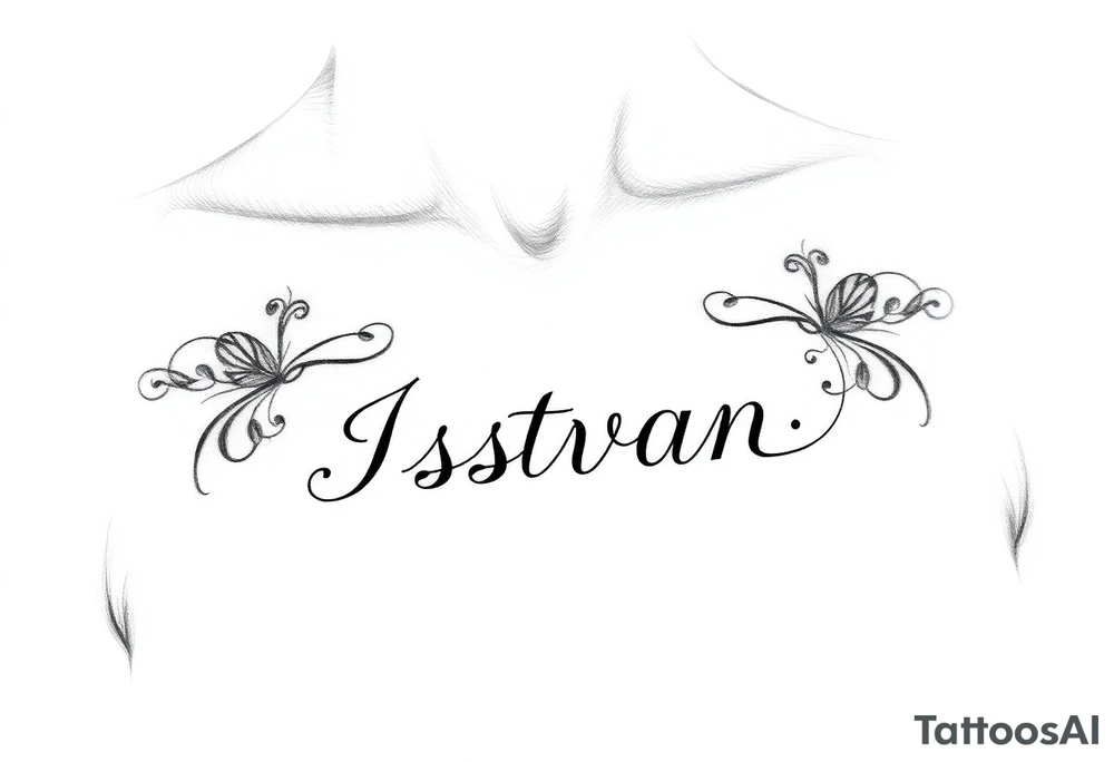 A tattoo of a woman's name in a delicate font under her breast on her ribcage - Istvan tattoo idea