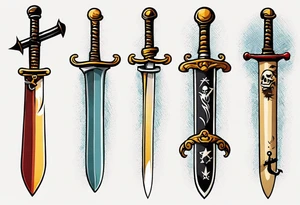 A pirate sword in American traditional style for a forearm tattoo idea