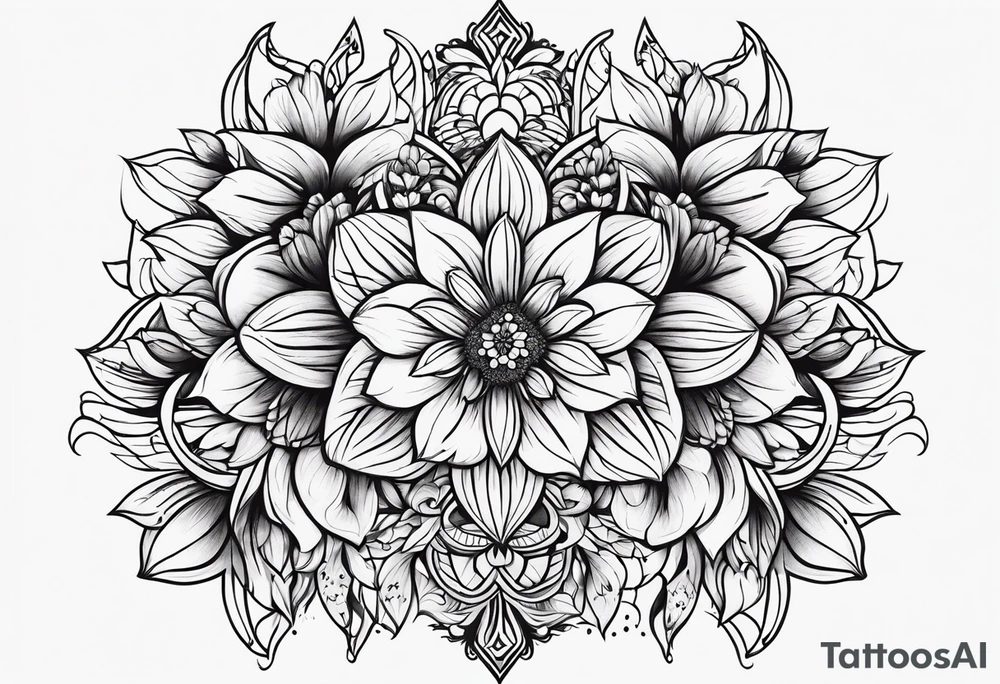 ornaments of flowers tattoo idea
