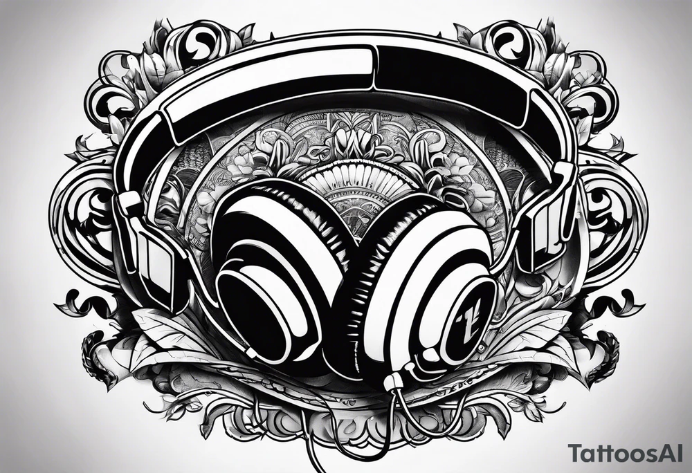 money with headphones with microphone tattoo idea