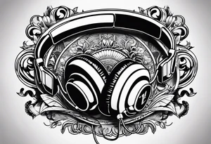 money with headphones with microphone tattoo idea