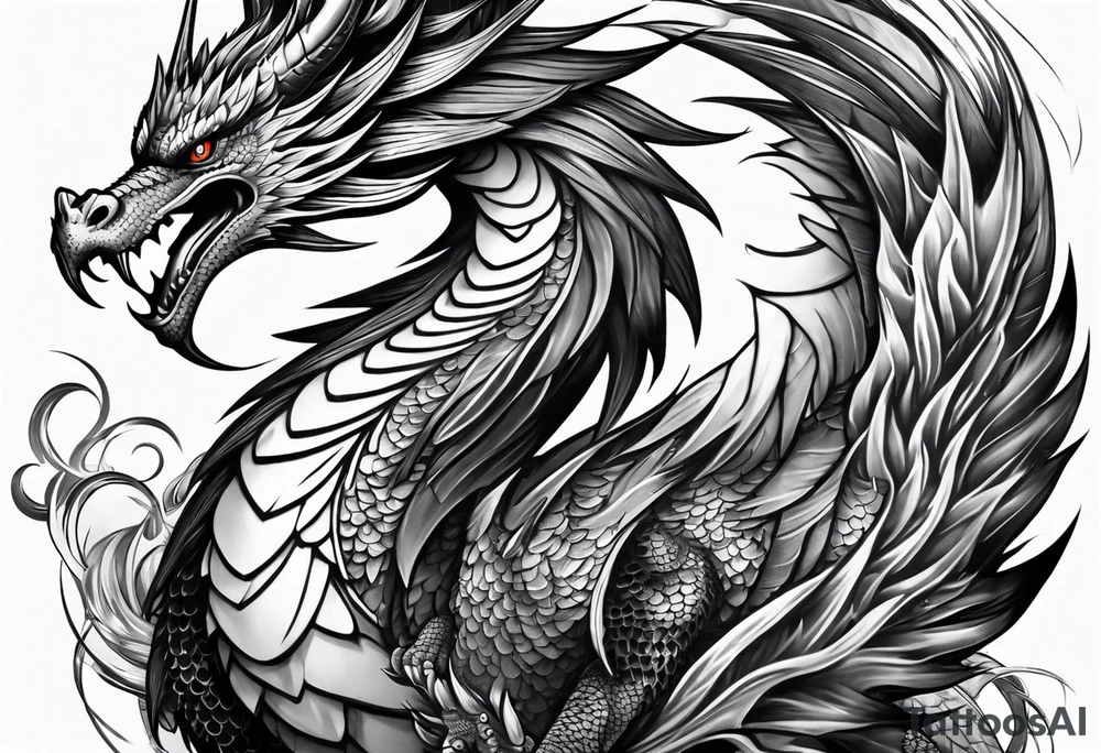 phoenix fighting dragon tattoo idea